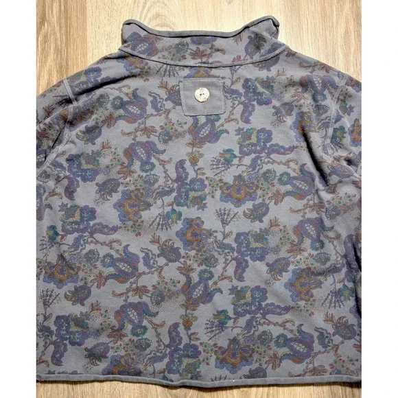 Color Me Cotton CMC Mock Neck Terry Top Floral Pattern Pocket Button Pullover XL - Picture 5 of 10